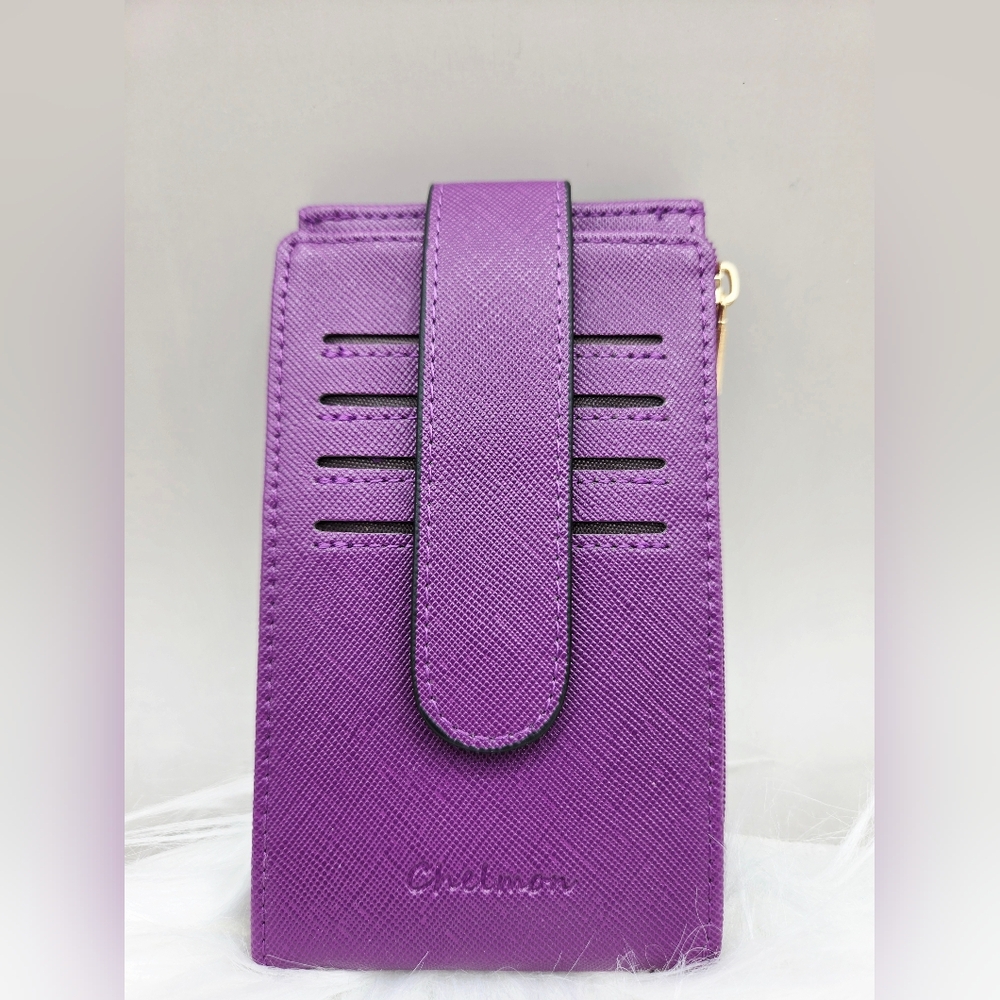 Chelmon Purple Card Holder Wallet: Thin Bifold Multi-Card Case, Coin Pocket NEW